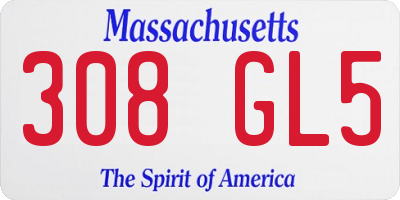 MA license plate 308GL5