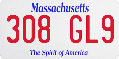 MA license plate 308GL9