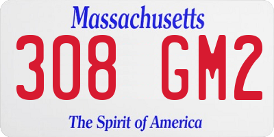 MA license plate 308GM2