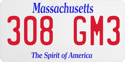 MA license plate 308GM3