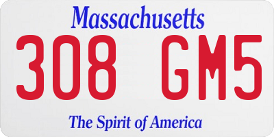MA license plate 308GM5