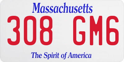 MA license plate 308GM6