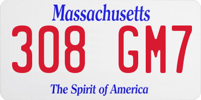 MA license plate 308GM7