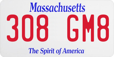 MA license plate 308GM8