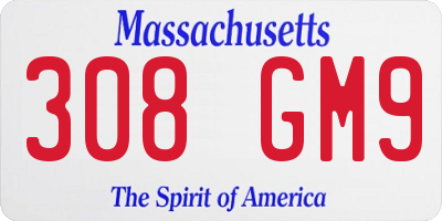 MA license plate 308GM9