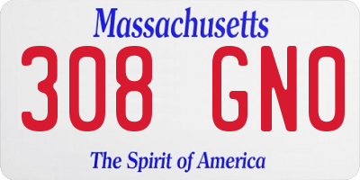 MA license plate 308GN0