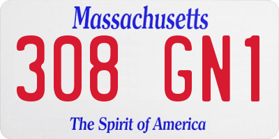 MA license plate 308GN1