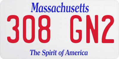MA license plate 308GN2