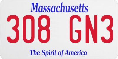 MA license plate 308GN3