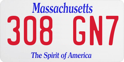 MA license plate 308GN7