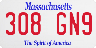 MA license plate 308GN9