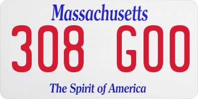 MA license plate 308GO0