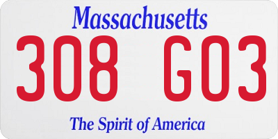 MA license plate 308GO3