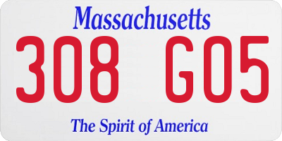 MA license plate 308GO5