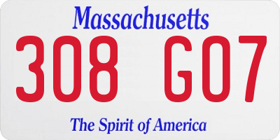 MA license plate 308GO7