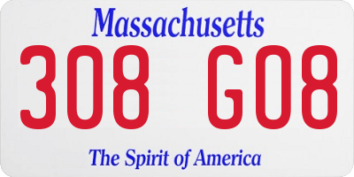 MA license plate 308GO8