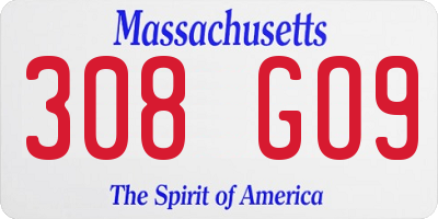 MA license plate 308GO9
