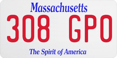 MA license plate 308GP0