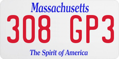 MA license plate 308GP3
