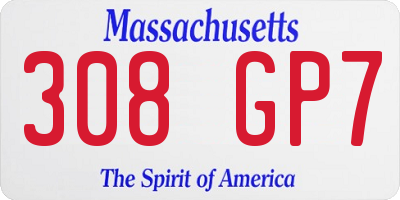 MA license plate 308GP7