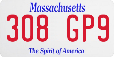 MA license plate 308GP9