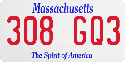 MA license plate 308GQ3