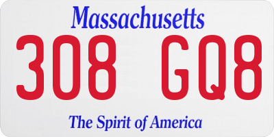 MA license plate 308GQ8