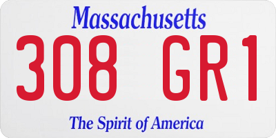 MA license plate 308GR1