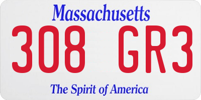 MA license plate 308GR3