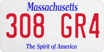 MA license plate 308GR4
