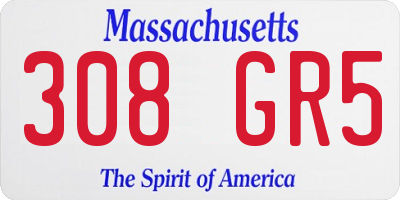 MA license plate 308GR5