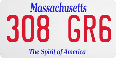 MA license plate 308GR6