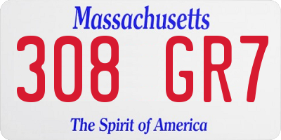 MA license plate 308GR7