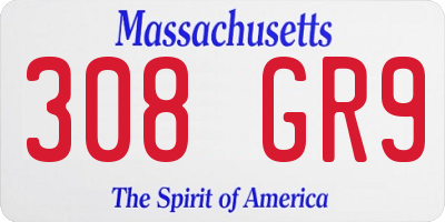 MA license plate 308GR9