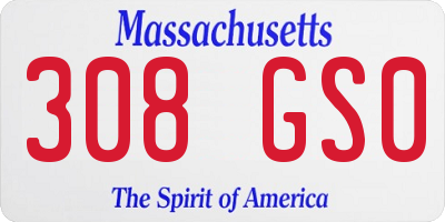 MA license plate 308GS0