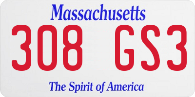 MA license plate 308GS3