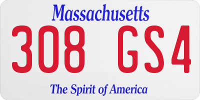 MA license plate 308GS4