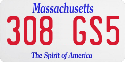 MA license plate 308GS5