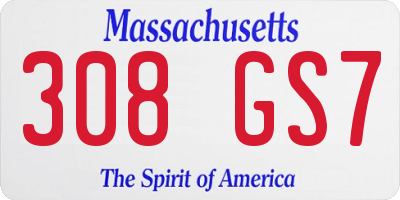 MA license plate 308GS7