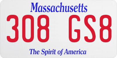 MA license plate 308GS8
