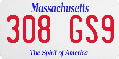 MA license plate 308GS9