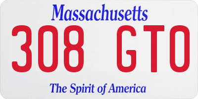 MA license plate 308GT0