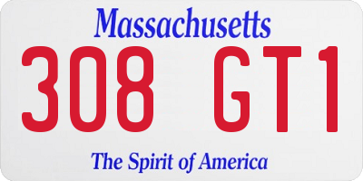 MA license plate 308GT1