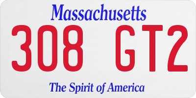 MA license plate 308GT2