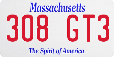 MA license plate 308GT3