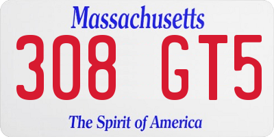 MA license plate 308GT5