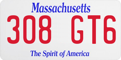 MA license plate 308GT6