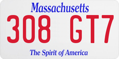 MA license plate 308GT7