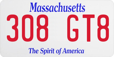 MA license plate 308GT8