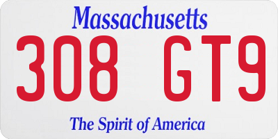 MA license plate 308GT9